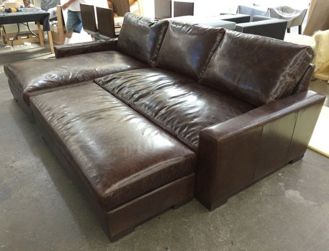 Braxton Sofa Chaise Sectional With Custom Leather Cocktail Ottoman Intended For Fashionable Braxton Sofas (View 2 of 10)