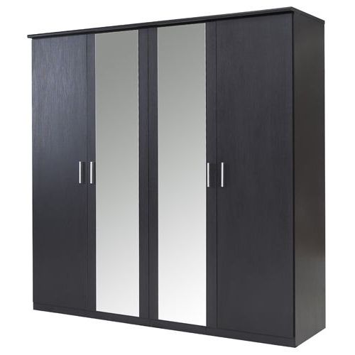 Bronte 4 Door Mirrored Wardrobe – Black Effect (View 9 of 15)
