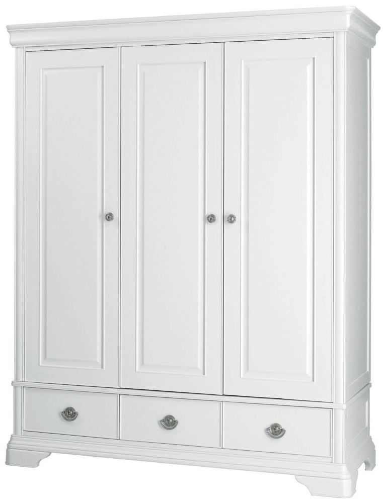 Buy Bentley Designs Chantilly White Wardrobe – Triple Online – Cfs Uk With Well Liked Cheap White Wardrobes (View 8 of 15)