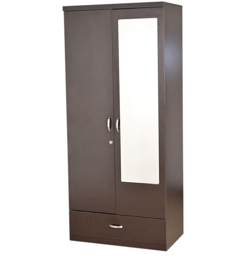 Buy Utsav Two Door Wardrobe With Mirror In Wenge Finish Throughout Fashionable Cheap 2 Door Wardrobes (View 2 of 15)