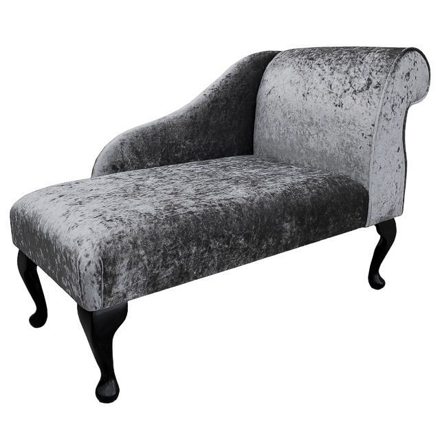 Chaise Longue Chair In A Pewter Grey Silver Crushed Velvet Fabric In Most Up To Date Gray Chaise Lounge Chairs (Photo 15 of 15)