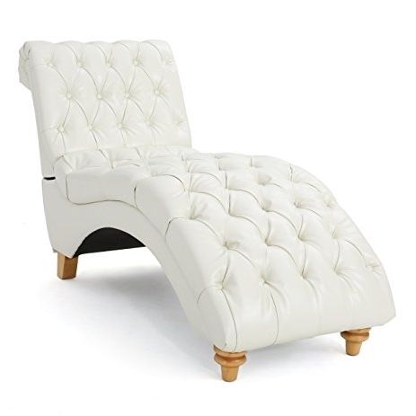 Chaise Lounge Chairs Intended For Preferred Amazon: Bellanca Fabric Tufted Chaise Lounge Chair (ivory (View 1 of 15)
