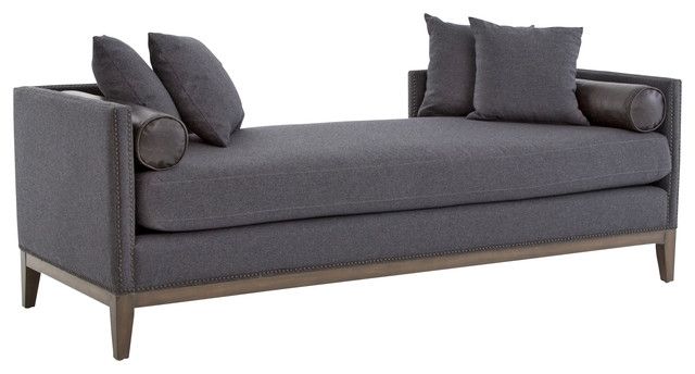 Chaise Lounge Daybed Kensington Charcoal Gray Wool Upholstered Regarding 2017 Gray Chaise Lounges (View 6 of 15)