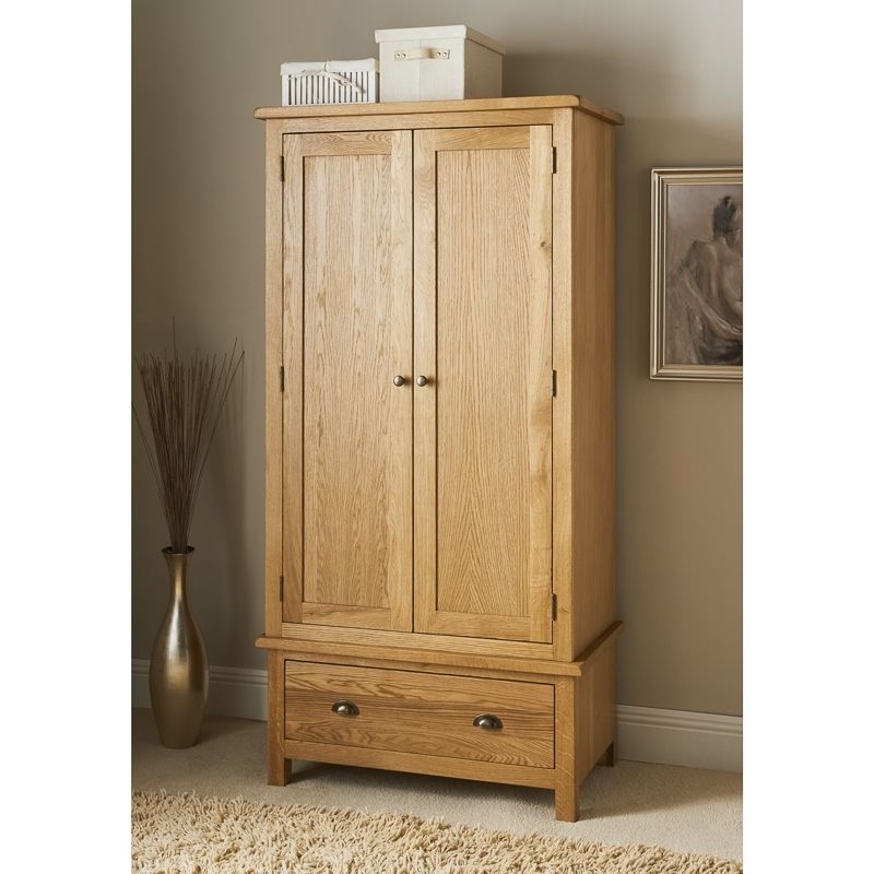 Cheap Double Wardrobes With Regard To Fashionable B&m Wiltshire Oak Double Wardrobe –  (View 1 of 15)