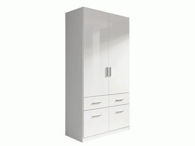 Cleo 2 Door 4 Drawer Wardrobe In White Gloss – Warehouse Prestwich For Trendy White Wardrobes With Drawers (View 15 of 15)