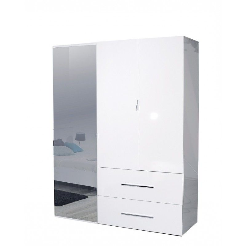 Current First Ii White Gloss 3 Door Wardrobe With Mirror – Wardrobes With White 3 Door Wardrobes With Mirror (View 1 of 15)