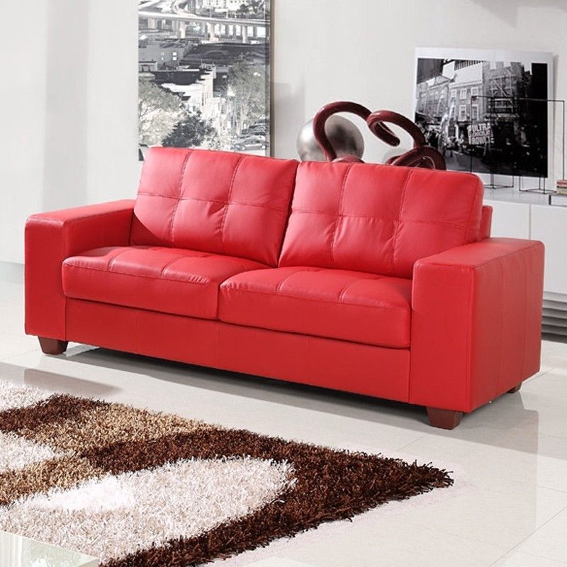 Current Strada Vibrant Red Leather Sofa Collection Pertaining To Red Leather Sofas (View 1 of 10)