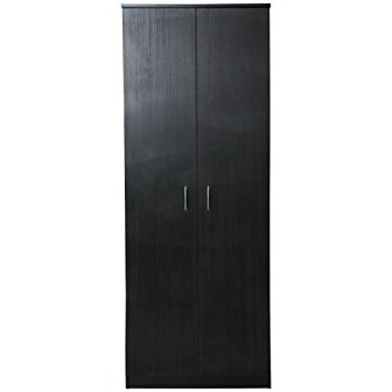 Devoted2home Budget Bedroom Furniture With 2 Door Wardrobe, Wood Regarding Most Recently Released Black Single Door Wardrobes (View 2 of 15)