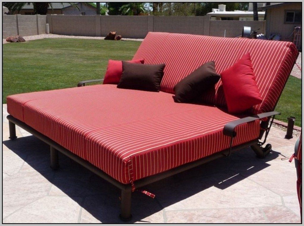 Double Chaise Lounge Outdoor Chairs Inside 2017 Red Double Chaise Lounge Outdoor Furniture — The Kienandsweet (View 8 of 15)
