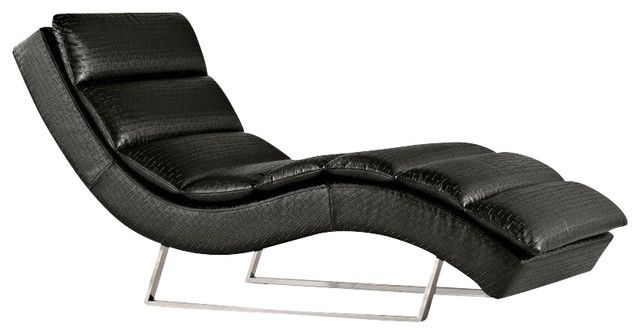 Elegant Black Leather Chaise Lounge Modern Black Eco Leather Regarding Fashionable Black Leather Chaise Lounge Chairs (Photo 1 of 15)