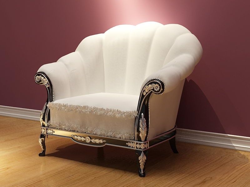 European White Elegant Single Sofa 3d Model (including Materials Pertaining To Current White Sofa Chairs (Photo 7 of 10)