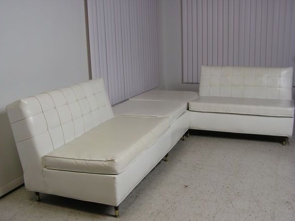 Evansville In Sectional Sofas In Most Current 1960's Mid Century Modern White Vinyl Sectional Sofa Retro Couch (View 5 of 10)