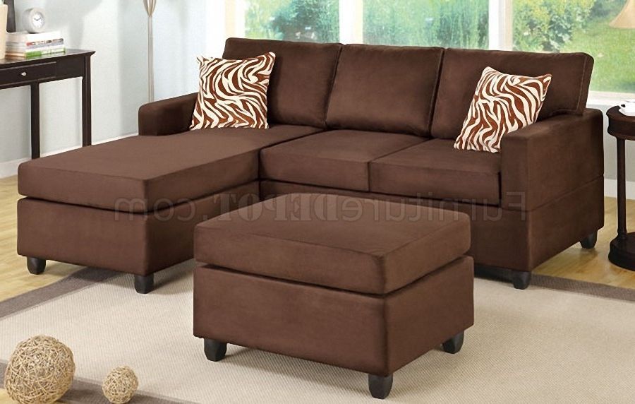 F7661 Small Sectional Sofa In Chocolate Microfiberpoundex For Widely Used Small Sectional Sofas With Chaise And Ottoman (View 1 of 10)