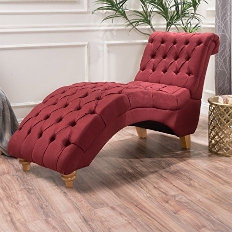 Fabric Chaise Lounge Chairs Inside Well Liked Amazon: Bellanca Fabric Tufted Chaise Lounge Chair (deep Red (Photo 10 of 15)