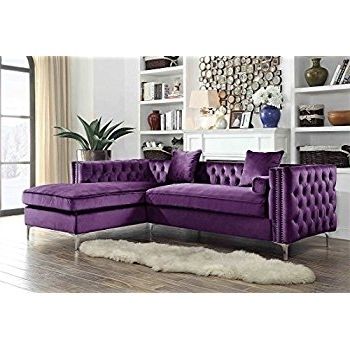 Famous Amazon: Flash Furniture Riverstone Implosion Purple Velvet Intended For Velvet Purple Sofas (Photo 10 of 10)