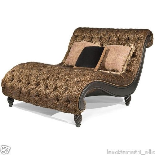 Famous High End Chaise Lounge Chairs Pertaining To Tufted Oversized Large Chaise Lounge Chair W/ Panther Lion Print (View 8 of 15)
