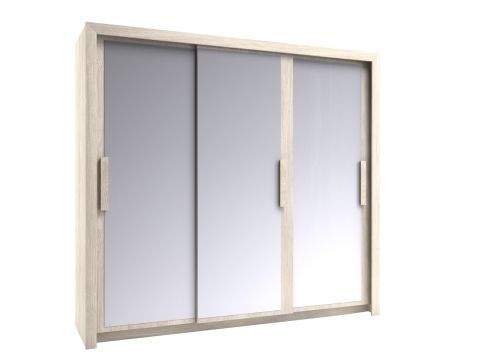 Famous Three Door Mirrored Wardrobes Within Chenin 3 Door Mirrored Wardrobe (light Oak) (View 8 of 15)