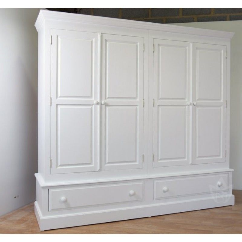 Farrow & Ball Painted Large 6 Door Wardrobe With Drawers – Side In Best And Newest Large White Wardrobes With Drawers (View 1 of 15)