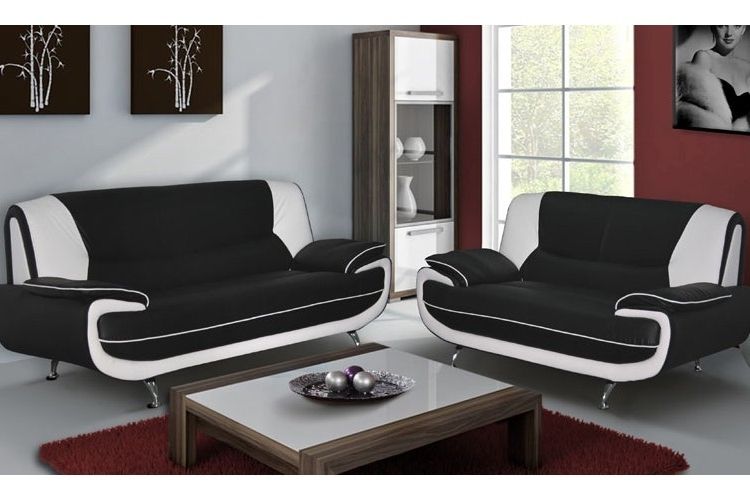 Fashionable Black And White Sofas Pertaining To Leather Sofa Set Black & White (Photo 5 of 10)