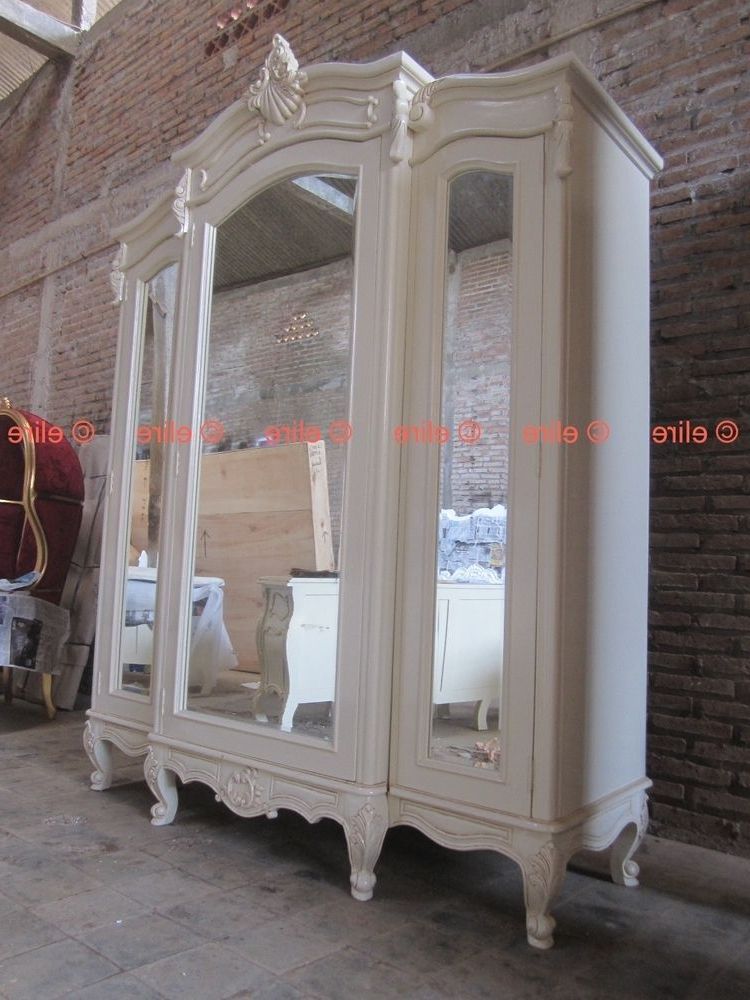 Favorite Bespoke Large Armoire Wardrobe With Mirrors Rococo Solid Mahogany Inside White Wood Wardrobes (View 15 of 15)
