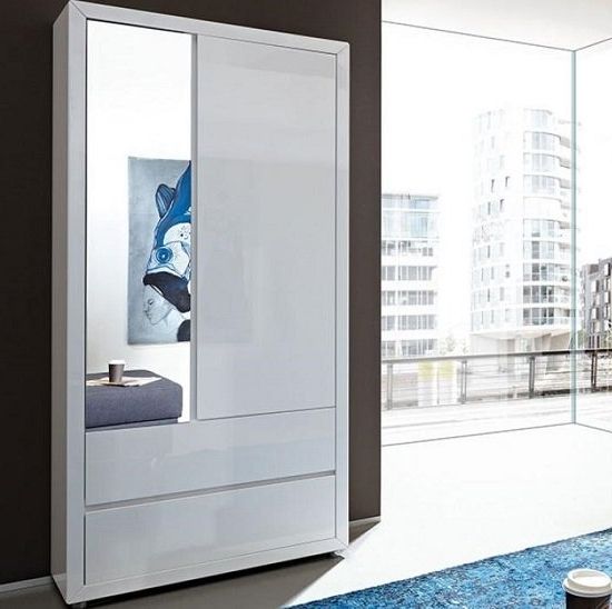 Fino Wardrobe In White Gloss With Drawers 20657 Furniture With Regard To Latest Wardrobes White Gloss (View 1 of 15)