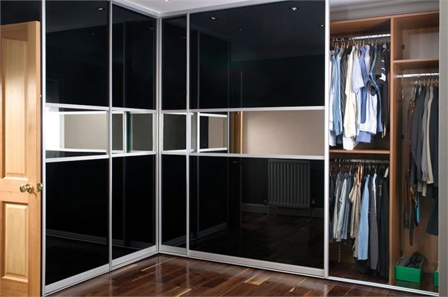 Fitted Sliding Wardrobe Doors In Black Glass Mirror (View 7 of 15)