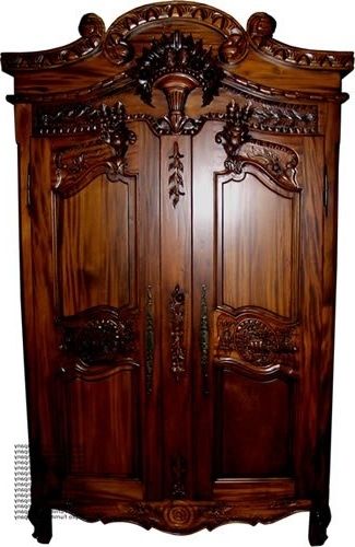 French Mahogany Armoire Solid Mahogany Reproduction Wardrobe Intended For Recent Ornate Wardrobes (View 13 of 15)
