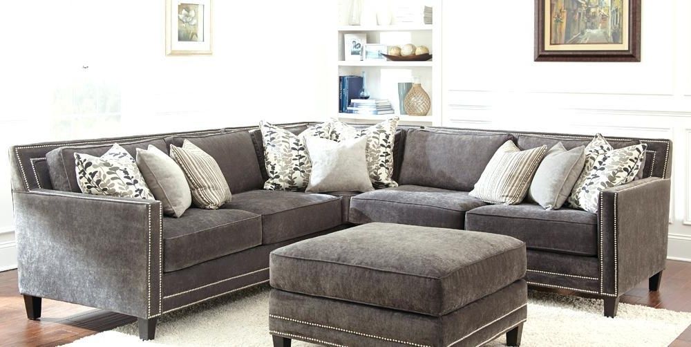Gray Sofa With Nailhead Trim Modern Grey Sectional Leather For In Widely Used Sectional Sofas With Nailhead Trim (View 3 of 10)