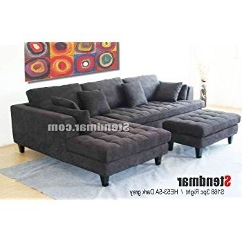Grey Couches With Chaise With Recent Amazon: 3pc New Modern Dark Grey Microfiber Sectional Sofa (Photo 10 of 15)