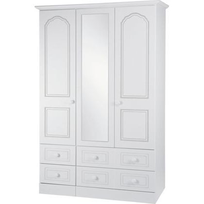 Latest White 3 Door Wardrobes With Mirror In Stratford 3 Door Wardrobe With Mirror – White At Homebase — Be (View 5 of 15)