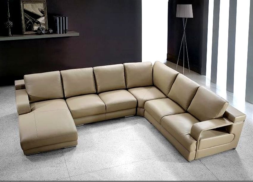 Leather Sectionals Within Current Beige Sectionals With Chaise (View 1 of 15)