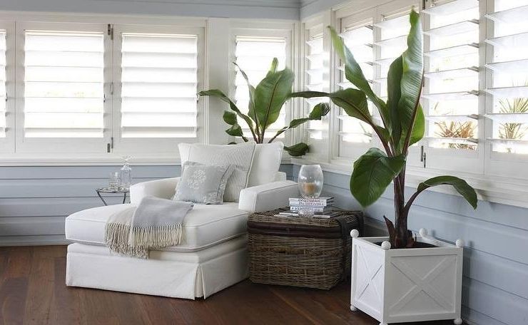 Long Sunroom With Hanging Rattan Chair – Transitional – Living Room For Favorite Chaise Lounge Chairs For Sunroom (View 13 of 15)