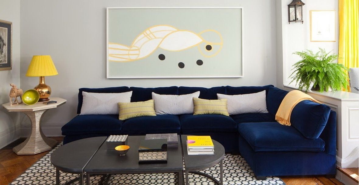Minimalist Living Room Design With Dark Blue (Photo 1 of 10)