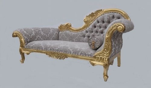 Most Current Damask Chaise Lounge Chairs With The Flower Carved Chaise Longue: Gold Leaf & Champagne Damask (View 12 of 15)