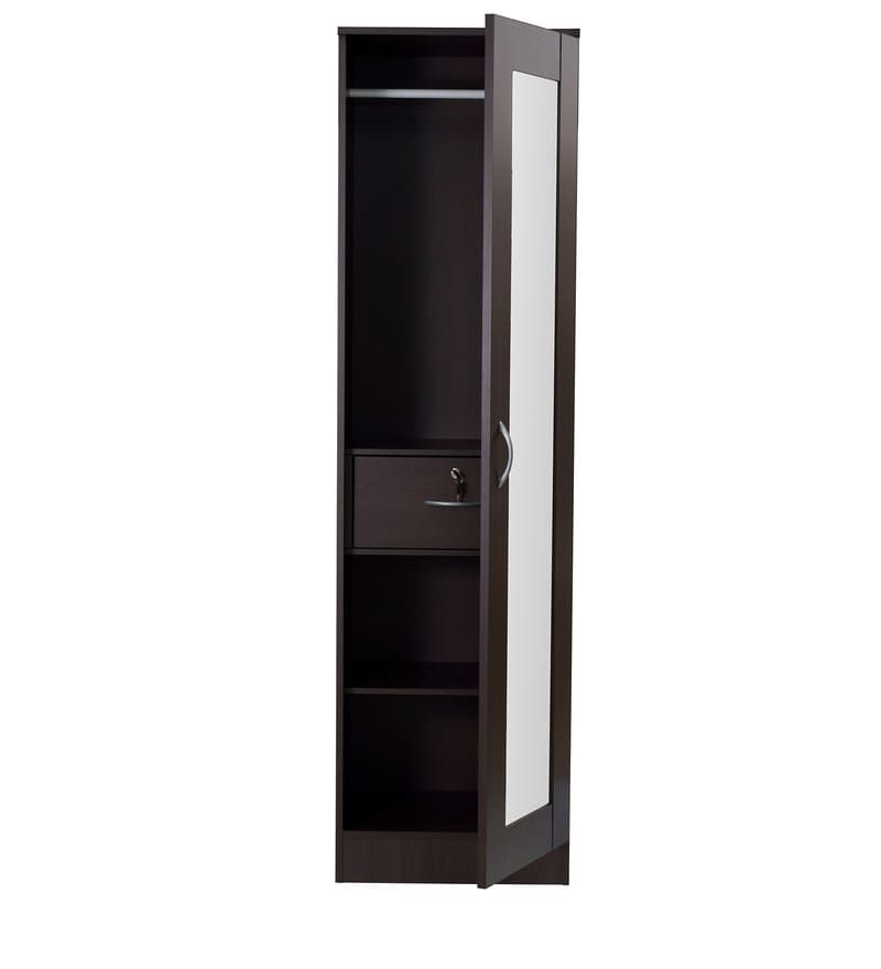 Most Current One Door Wardrobes With Mirror With Regard To Buy Namito One Door Wardrobe With Mirror In Chocolate Beech Finish (View 1 of 15)