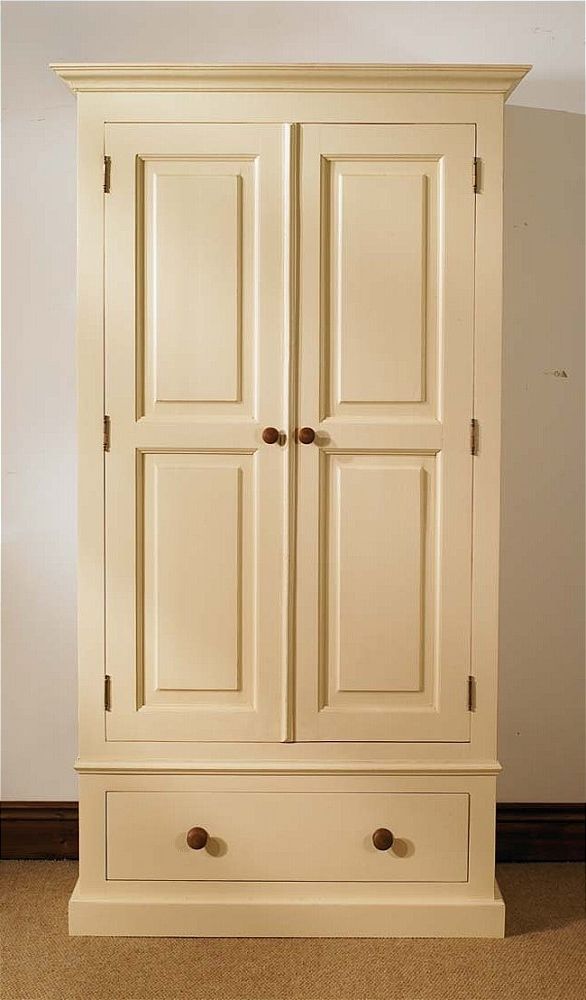 Most Current Single Door Pine Wardrobes Throughout Mottisfont Painted Single Wardrobe 1 Drawer Painted Pine Single (View 11 of 15)