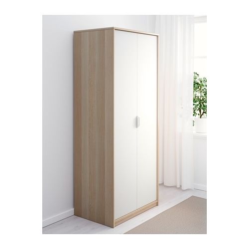 Most Popular Askvoll Wardrobe White Stained Oak Effect/white 80x52x189 Cm – Ikea Throughout Oak And White Wardrobes (View 6 of 15)