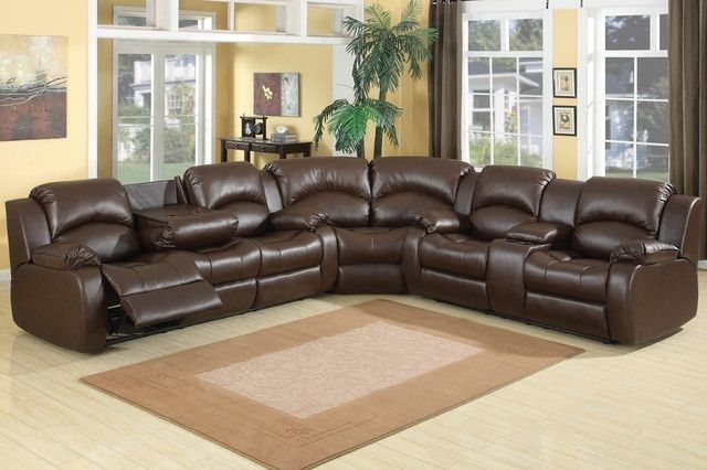 Most Popular Chocolate Brown Sectional Sofas Pertaining To Exquisite Reclining Sofa With Console At Ac Pacific Chocolate (View 5 of 10)