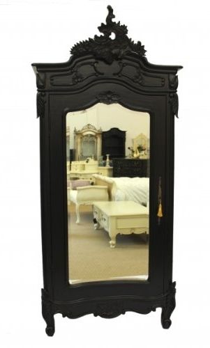 Most Popular French Style Furniture Single Door Mirrored Wardrobe Black: Amazon For Single French Wardrobes (View 15 of 15)