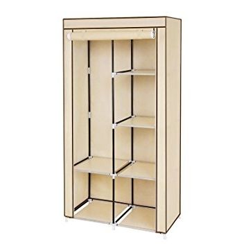 Most Popular Songmics Double Canvas Wardrobe With 2 Hanging Rail Clothes For Double Rail Canvas Wardrobes (View 6 of 15)