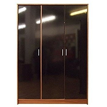 Most Recent Black Gloss Wardrobes Regarding Direct Furniture "khabat" 3 Door Plain Wardrobe, Mdf/chipboard (View 6 of 15)