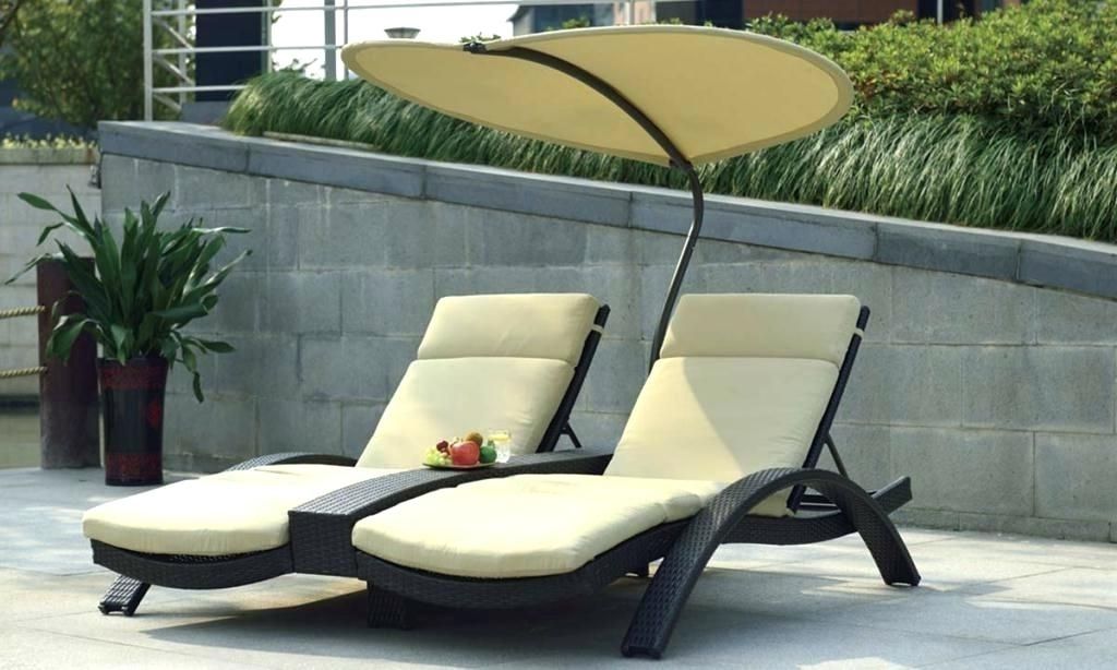 Most Recent Outdoor Double Chaise Lounge With Canopy Outdoor Double Chaise With Chaise Lounge Chair With Canopy (Photo 8 of 15)