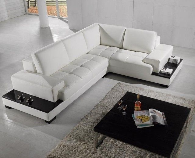 Most Recent White Sectional Sofas Pertaining To Modern Sectional Sofa In White Bonded Leather – Modern – Living (View 2 of 10)
