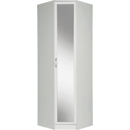 Most Up To Date Cheval 1 Door Mirrored Corner Wardrobe – White (View 2 of 15)