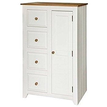 New Capri 1 Door 4 Drawer Tallboy Wardrobe In White And Waxed Pine Within Current Small Tallboy Wardrobes (View 1 of 15)