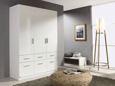 Newest 3 Door White Wardrobes With Drawers With Cleo 3 Door 6 Drawer Gloss Wardrobe – Warehouse Prestwich (View 6 of 15)