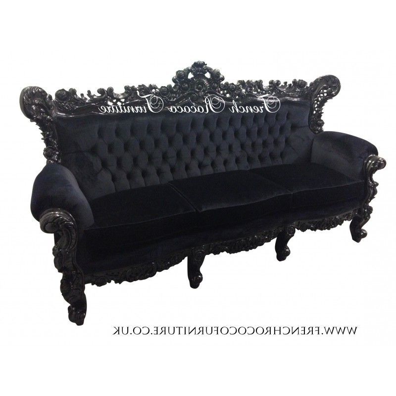 Newest Rococo Sofa Black 3 Seater (View 5 of 10)