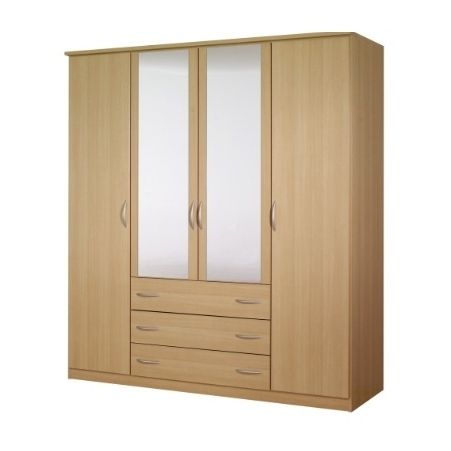 Newest Standing 4 Doors 3 Drawers Wardrobe Hpd440 – Free Standing Intended For 4 Door Wardrobes (View 14 of 15)