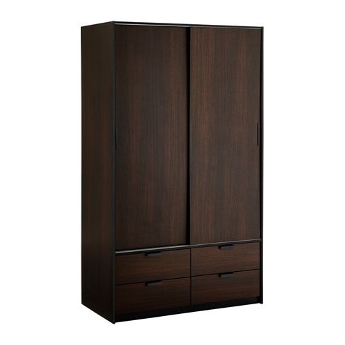 Newest Trysil Wardrobe W Sliding Doors/4 Drawers – Dark Brown – Ikea With Dark Brown Wardrobes (Photo 1 of 15)
