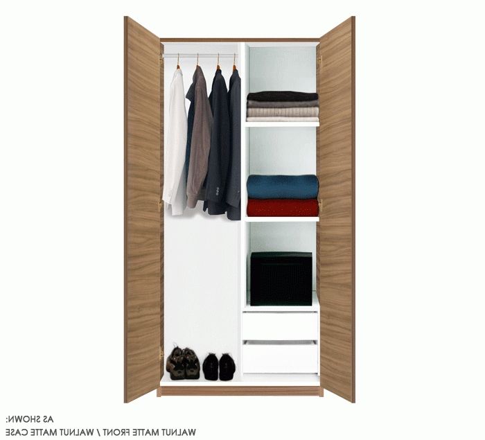 Newest Wardrobe Closet W/ 2 Doors, 2 Shelves And 2 Interior Drawers With Regard To 2 Door Wardrobes With Drawers And Shelves (View 4 of 15)